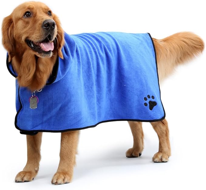 DELIFUR Dog Bathrobe Towel Microfiber Pet Drying Moisture Absorbing