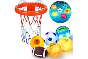 Light Up Bath Toys, Bathtub Basketball Hoop for Kids 1-3, Toddler Pool Water Table Toys 6-12-18 Months, Sensory Toys for Tub 