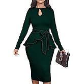 Women's Bodycon Vintage Dresses Elegant Peplum Dresses for Women Business Work Office