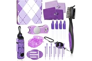 GOSODENY Golf Accessories Kit Golf Club Cleaning Kit Club Groove Cleaner Brush Divot Repair Tool Golf Towel with Clip Ball Bag with Hook Ball Alignment Kit Marking Pen Golf Gift Set Women