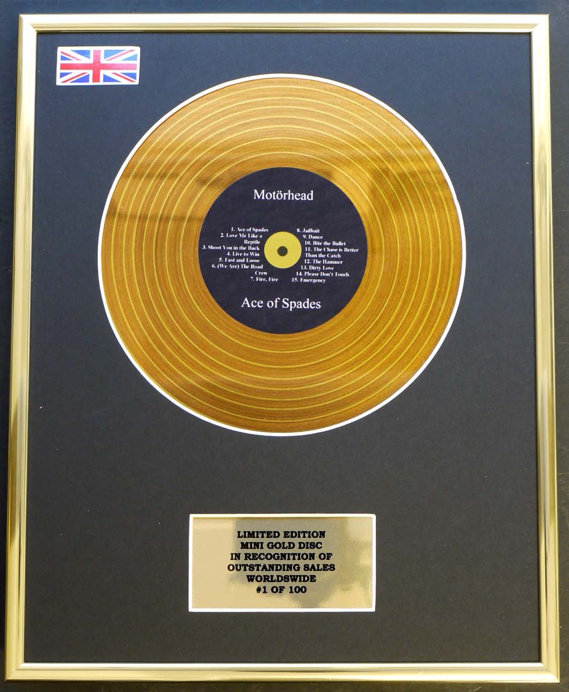 MOTORHEAD/MINI GOLD DISC DISPLAY/LIMITED EDITION/COA/ACE OF SPADES