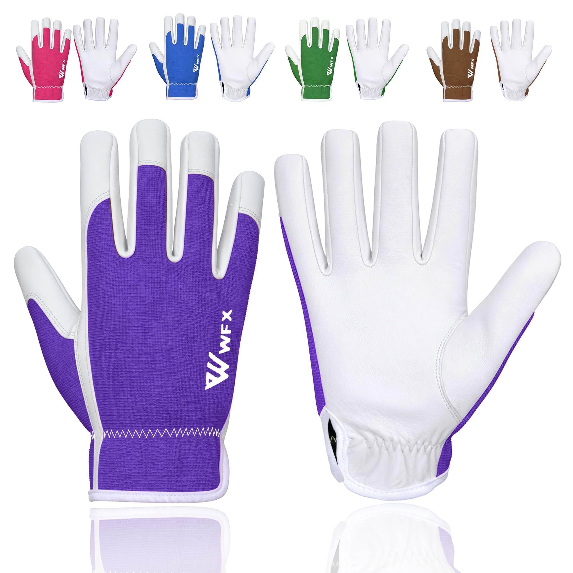 WFX Gardening Gloves for Women and Men, Heavy Duty Thorn Proof Garden Gloves with Strong Grip, Breathable Premium Quality Rigger Safety Working Gloves for Pruning, Weeding & Yard Work (Purple, Medium)