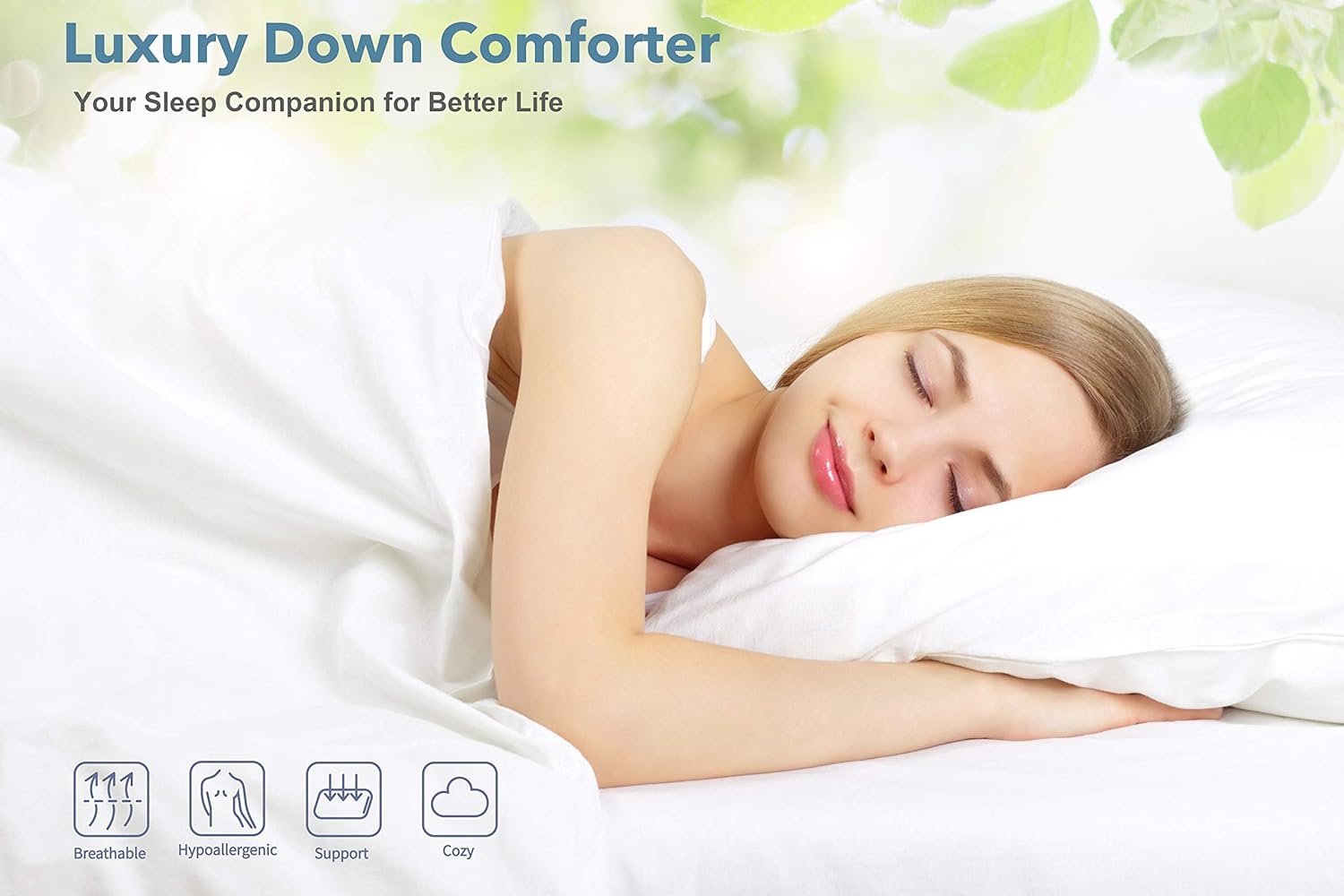 Downluxe Lightweight White Down Comforter King Size - Down Duvet Inserts,230 Thread Count 550+ Fill Power,100% Cotton Shell Down Proof with Tabs: Home & Kitchen