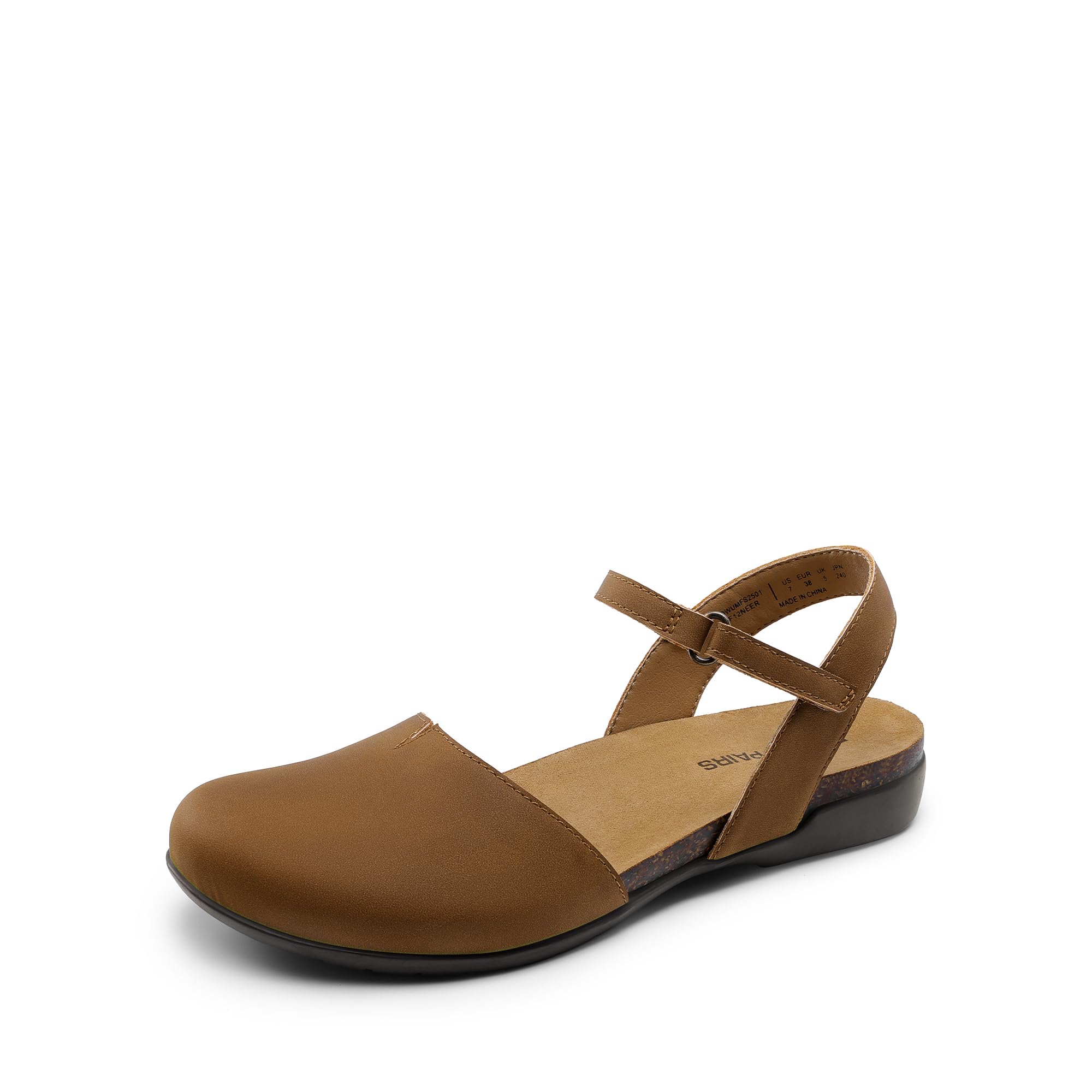 Photo 1 of DREAM PAIRS Women's Closed Toe Sandals Arch Support Comfort Cork Footbed Flat Sandals Summer Shoes,Size 11,Brown,DWUMFS2501