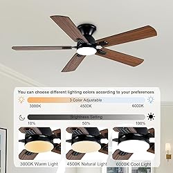 GJeg Ceiling Fans with Lights, 52 Inch Low Profile