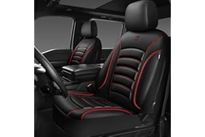 CAR PASS 3D Foam PU Leather Car Seat Covers, Universal Seat Covers Front 2 for Trucks SUV Sedan Automotive Seat Covers Armrest Airbag Compatible Waterproof Comfortable Faux Nappa Leather Black Red