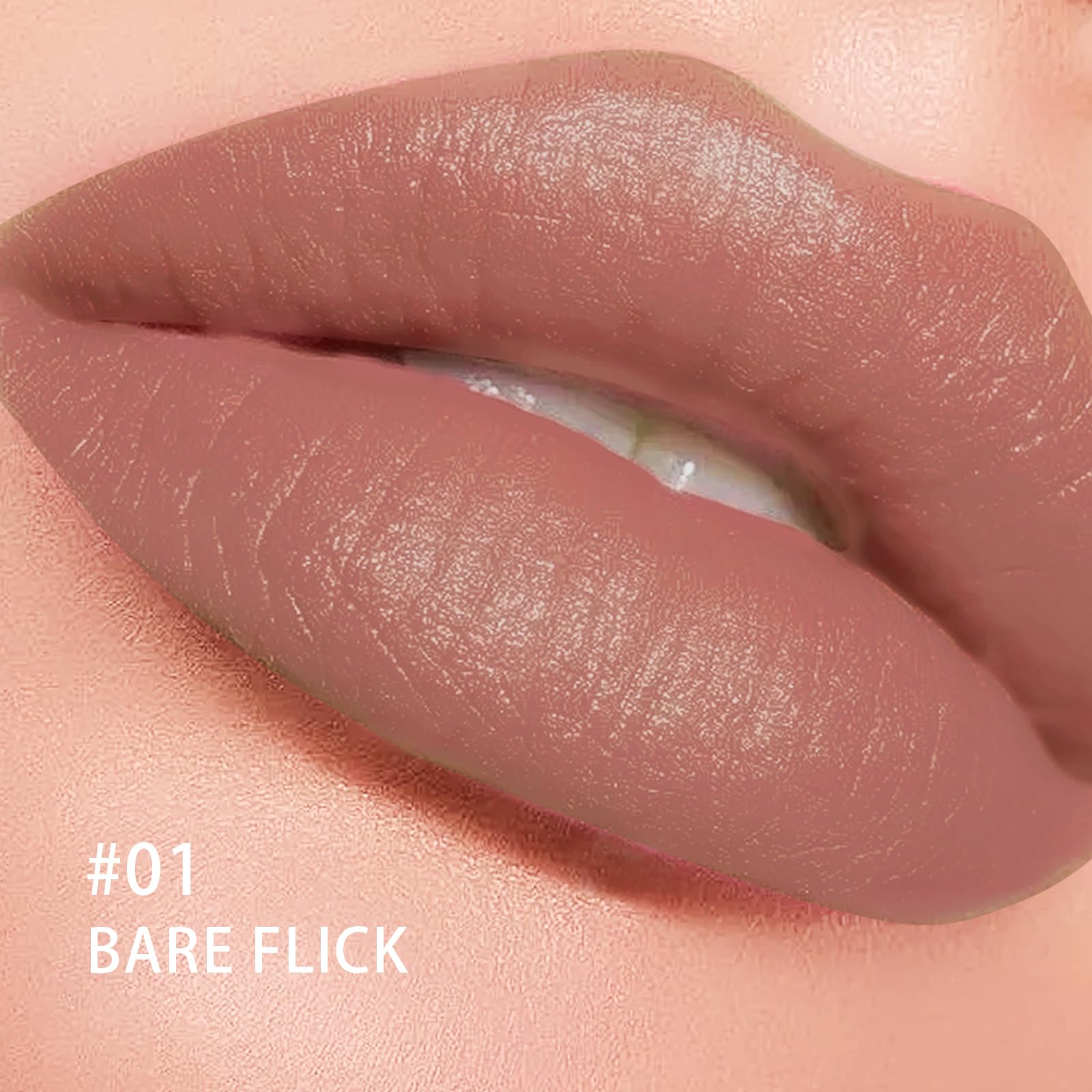 TihSwee Peel Off Lip Stain Masque - Long Lasting 12H Waterproof, Vegan Cruelty-Free, Metallic Shine Hydrating Lip Gloss for Women, Suitable for Wedding/Dates/All-Day Wear (Bare Flick)