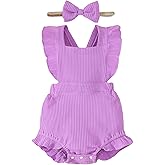 Fullfamous Baby Girl Ruffled Jumpsuit and Headband Set