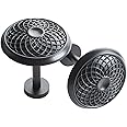 Deco Window 2 Pcs Curtain Holdback for Curtains Wall Mounted Metal Drapery Disc Leaf Hook for Door Window Treatment Sheer and Blackout Panels (Black Matt)