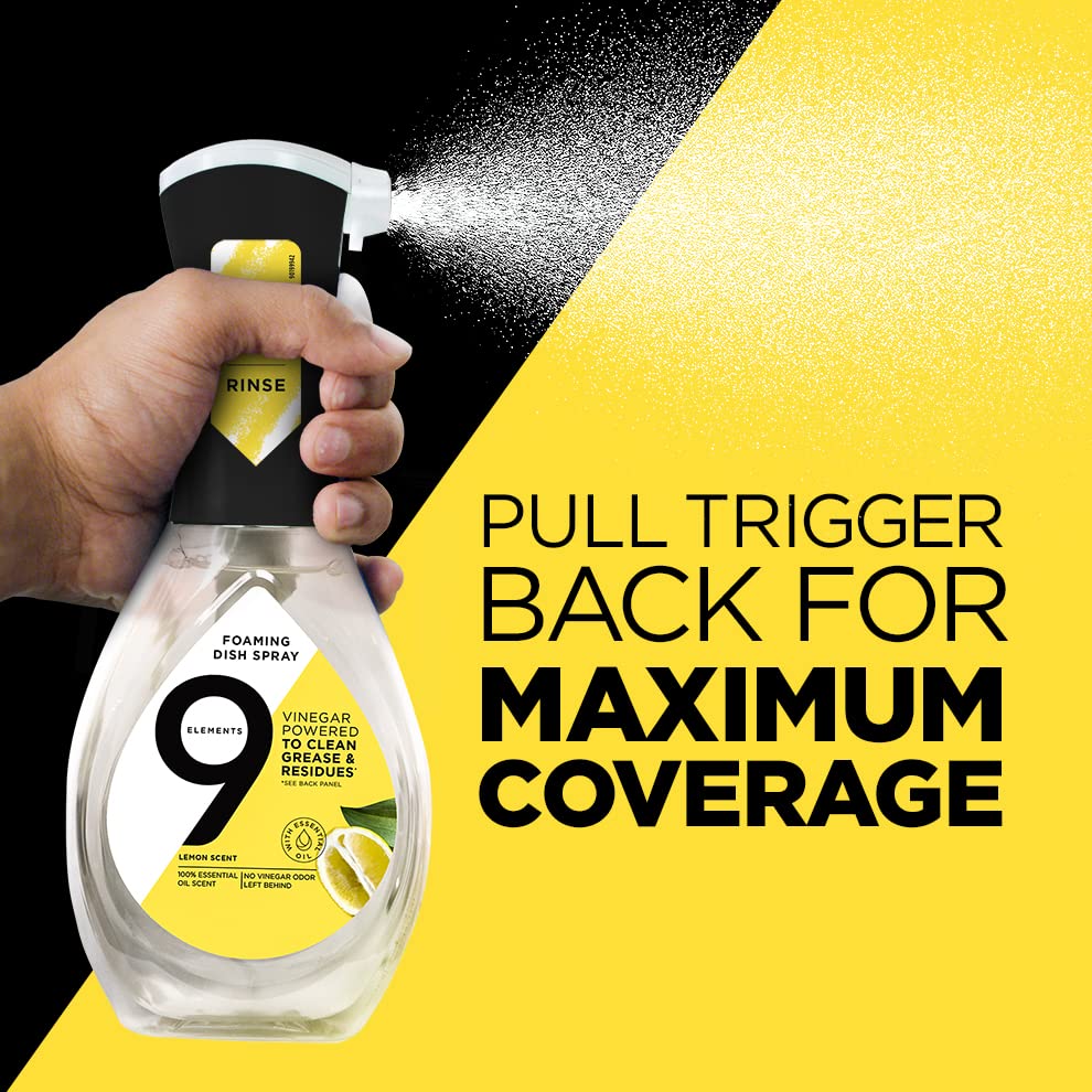 9 Elements Natural Dish Soap, Dishwashing Liquid with Lemon Essential Oils, Made with the Power