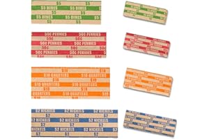 SUMERFNT Coin Wrappers Assorted 1000 PCS Flat Coin Rolls Wrappers Including 300 Quarter Wrappers, 300 Penny Wrappers, 200 Dime Wrappers, 200 Nickel Wrappers