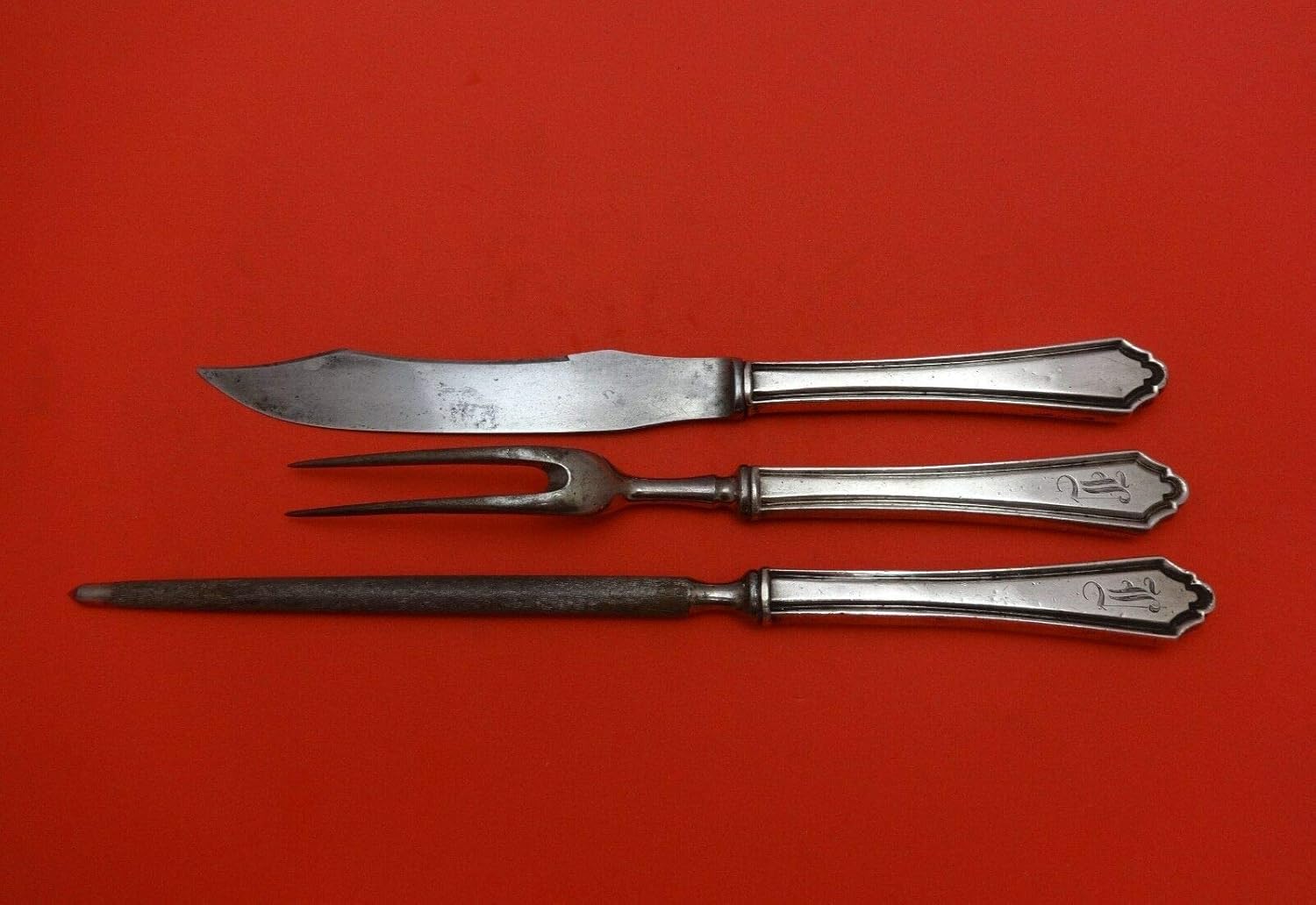 Hamilton by Alvin Sterling Silver Steak Carving Set 3pc 9 3/4"