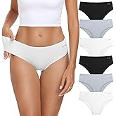 coskefy Women's Underwear Cotton Hipster Panties Low Rise Briefs Soft Strench Breathable Ladies Bikini Underwear 6 Pack