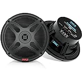 6.5 Inch Marine Speakers - 2-way IP-X4 Waterproof and Weather Resistant Outdoor Audio Dual Stereo Sound System with 600 Watt Power and Low Profile Design - 1 Pair - Pyle PLMR652B (Black)