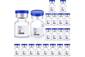 KSIITEKSLAB Ks-Tek 20pcs Sterile Empty Vial,Sample Vials with Self Healing Injection Port and Flip Off Cover,Borosilicate Injection Glass Bottle Individually Packing (Transparent, 1ml)