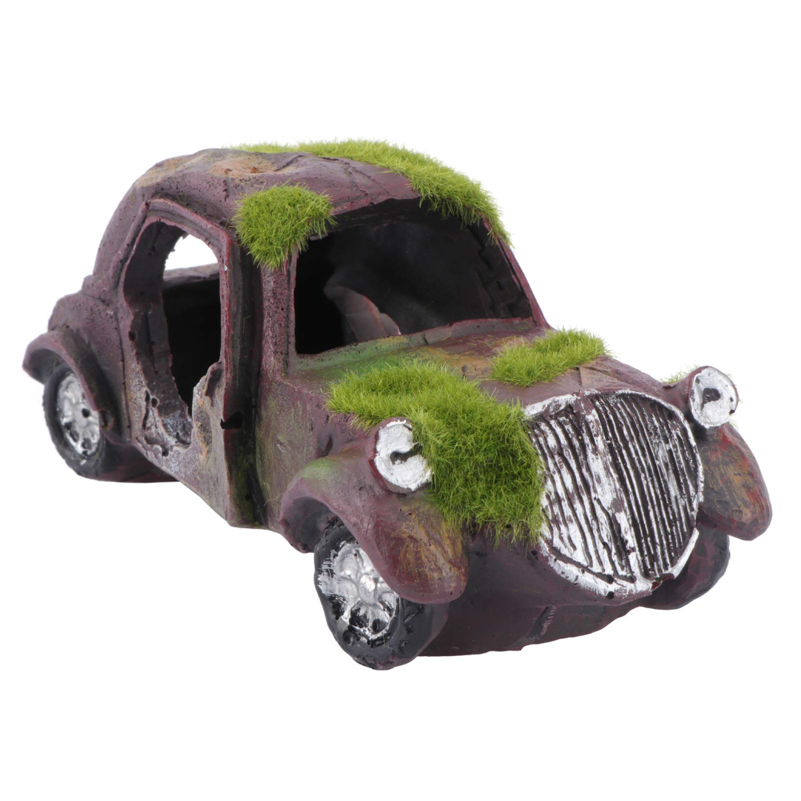 Balacoo Aquarium Decorations Ornament - Resin Wreck Car Hideaway Shelter,Fish Tank Decor Underwater Fish Hideout for Betta, Small Lizards, Turtles,Reptiles, Amphibians