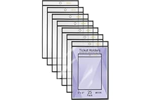 Better Office Products Shop Ticket Holders, 5 x 8 Inches, Both Sides Clear, Stitched Black Edge Trim, 25 Pack