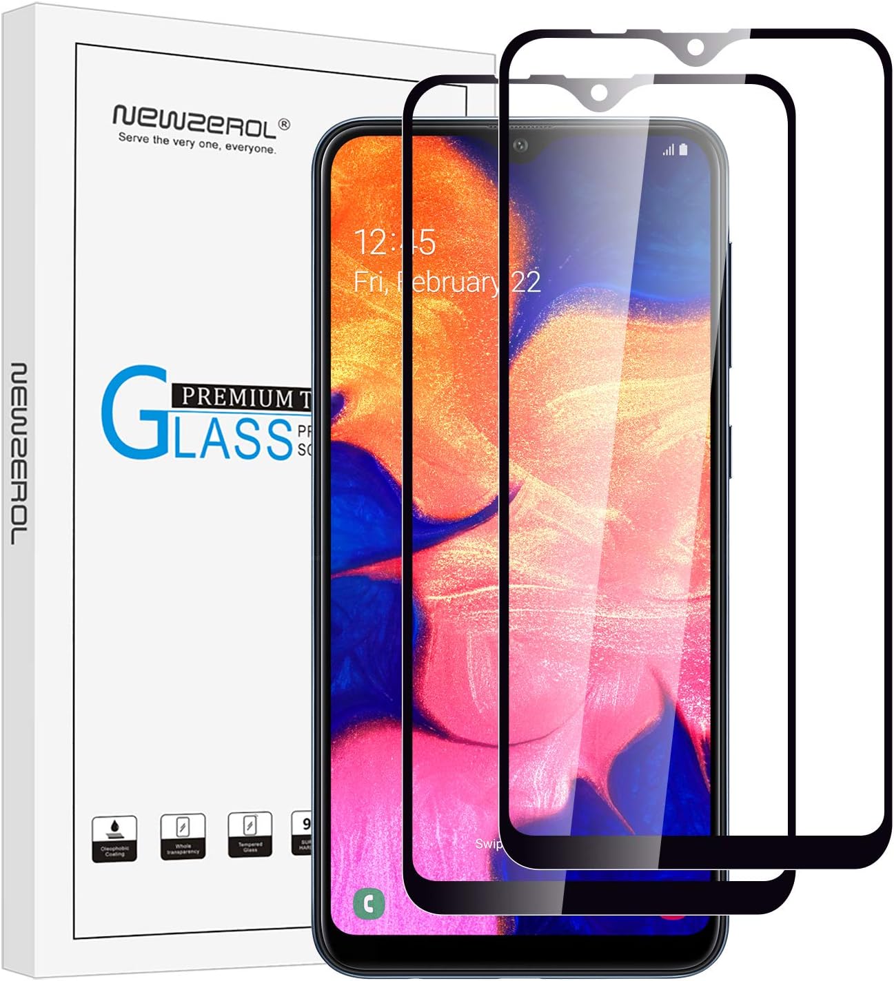 NEWZEROL 2 Pcs Compatible for Samsung Galaxy A10 Screen Protector [Full Coverage] 9H Tempered Glass Screen Protector Anti-scratch Anti-Bubble Film for Samsung A10 -Black Edge