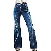 Flamingals Bootcut Mid Waist Wash Seam Detail Casual Jeans for Women with Pockets