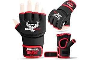 BEAST RAGE MMA Gloves for Men and Women,Martial Arts Mitts Grappling Sparring,Ventilated Palm, Vegan Leather, Cage Fighting, Muay Thai, Kick Boxing, Punching Bag, Boxing, Kickboxing