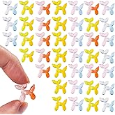 Teenzee 72 Pcs Mini Resin Balloon Dog Figurine 6 Variety Tiny Animals Colorful Figures Miniature Little Small Figurines Bulk for Micro Fairy Garden Landscape Accessories Hide Crafts Decor