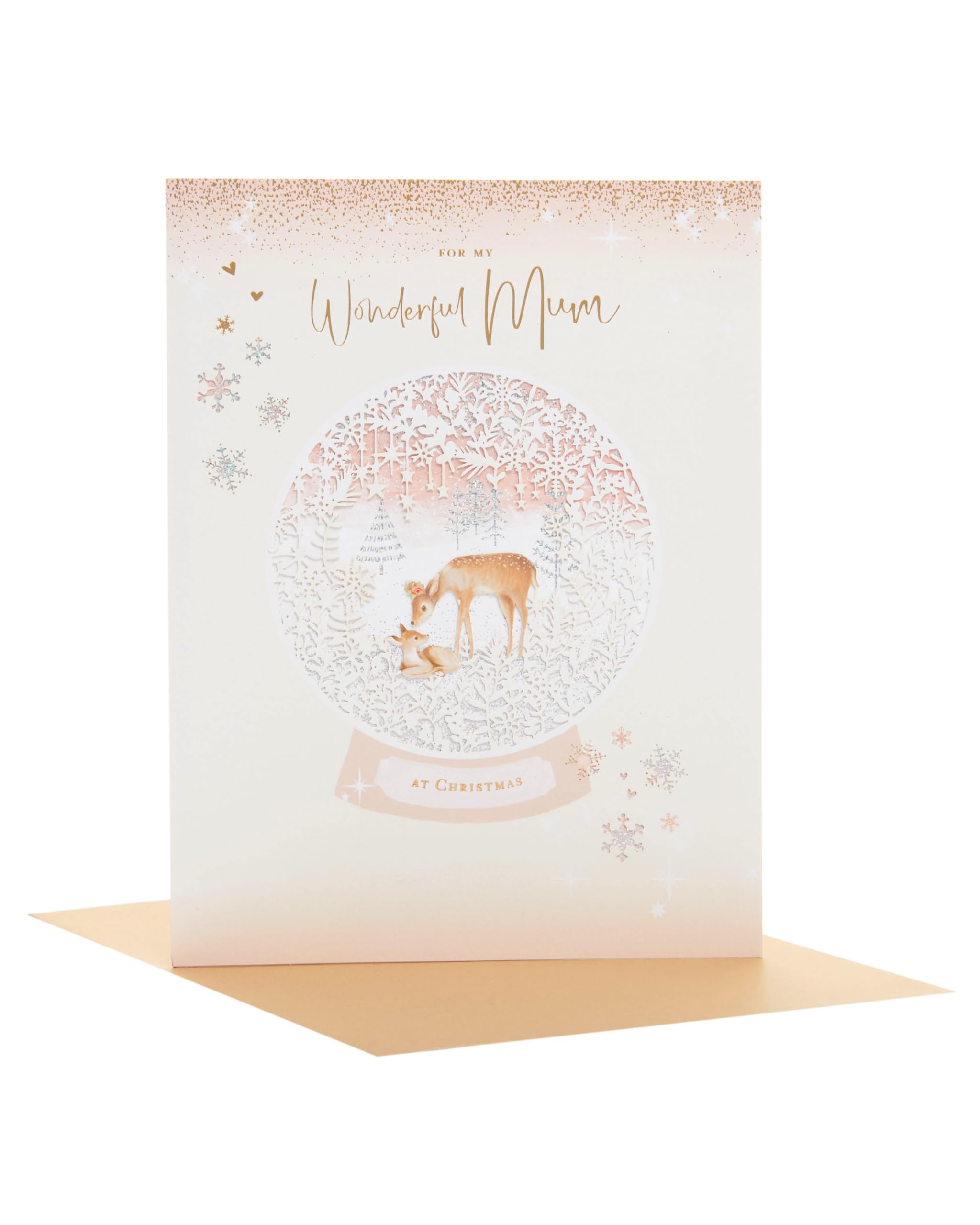 UK Greetings Christmas Card for Mum - Intricate Snow Globe Design