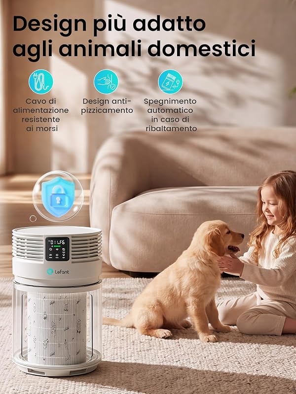 A1 Pro Purificatore d'Aria con Filtro HEPA,CADR350 m³/h,Sensor PM2,5