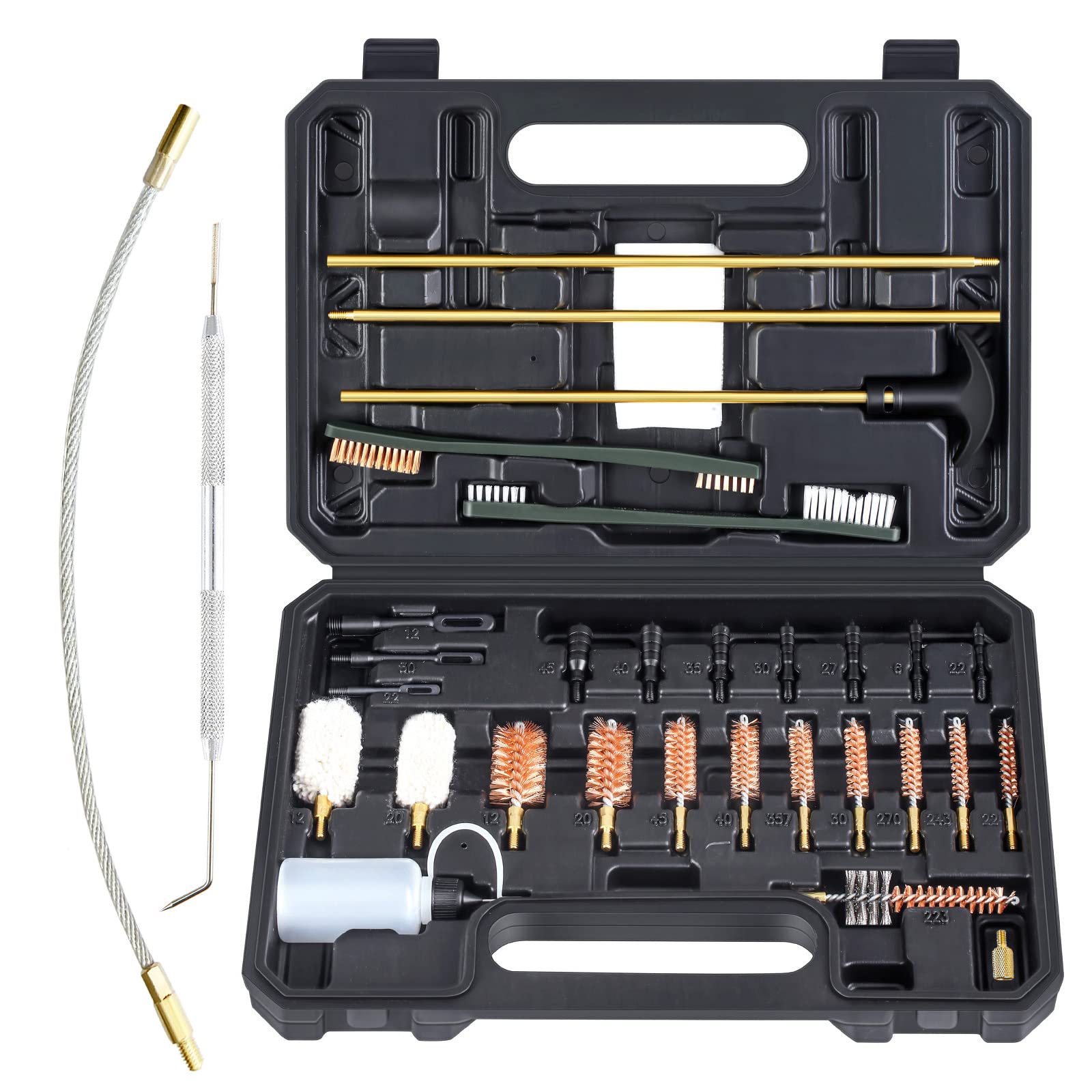 Photo 1 of Bore Baby  Cleaning Kit Universal Supplies for Rifle Pistol Shotgun with Portable Carrying Case for 12Ga 20Ga .22 5.56mm .223 Chamber .243/6MM .270/284 .30/308 357/38 9MM .40 .45