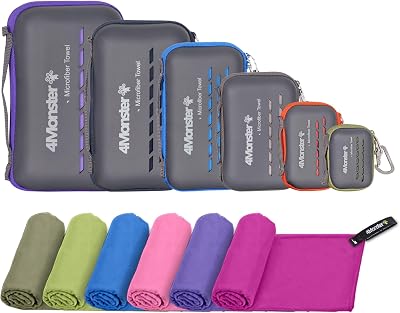 4Monster Microfiber Travel Towel Turquoise 100x50cm Quick Dry Lightweight