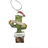 Cactus Christmas Tree with a Santa Hat Resin Christmas Ornament (Arizona Namedrop)