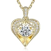 Udulysc Valentine's Day Gift Necklaces for Women,Moissanite Heart Pendant,Birthday Anniversary Jewelry for Wife, Mom, and Her, Silver Plated, 18" + 2" Adjustable Chain