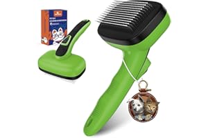 YOYUPETA Dog Self Cleaning Slicker Brush for Shedding, Ideal for Short Long Haired Dogs, Including Cat. Removes Loose Fur, Undercoat, Mats, Tangled Hair. Suit for Large Medium Small Animal, Green