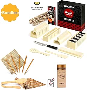 Sushi Making Kit (Bulk), Delamu Sushi Kit for Beginner with Diy Sushi Maker Mold Set to Make Various Shaped Sushi