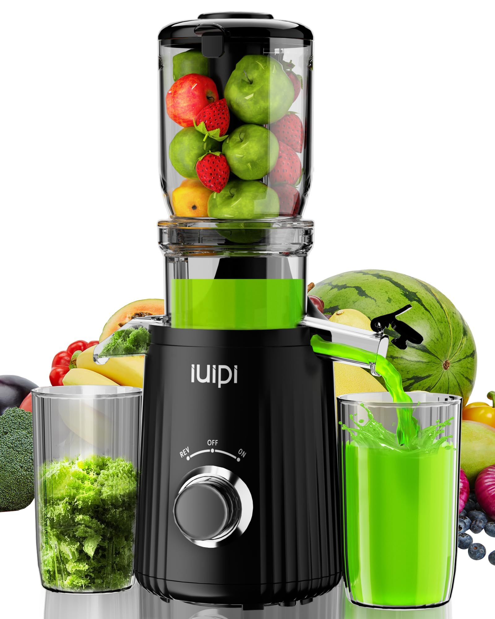 Photo 1 of Cold Press Juicer, Slow Masticating Juicer Machines for Whole Vegetable and Fruit, 4.3" Feed Chute, BPA Free, Quiet Easy Clean Juicer to Unlock Fresh & Nutritious Juices (Black)