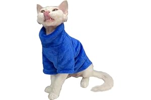 WQCXYHW Sphynx Hairless Cat Clothes Solid Soft Faux Fur Sweater Outfit Cute Pullover Autumn Winter Fashion Turtleneck Sphynx Clothes Kitten Cat Apparel (M(4.4-5.5lbs), Parang)