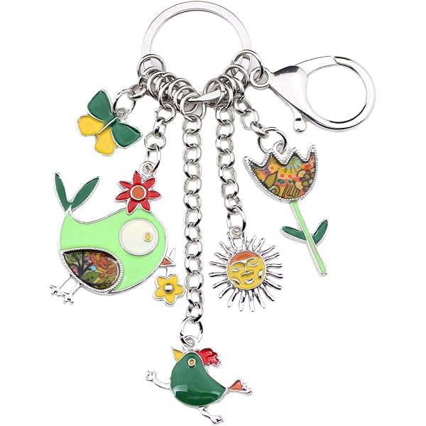 BONSNY Enamel Metal Gecko Keychain – Cute Lizard Charm For Keys Or Bag