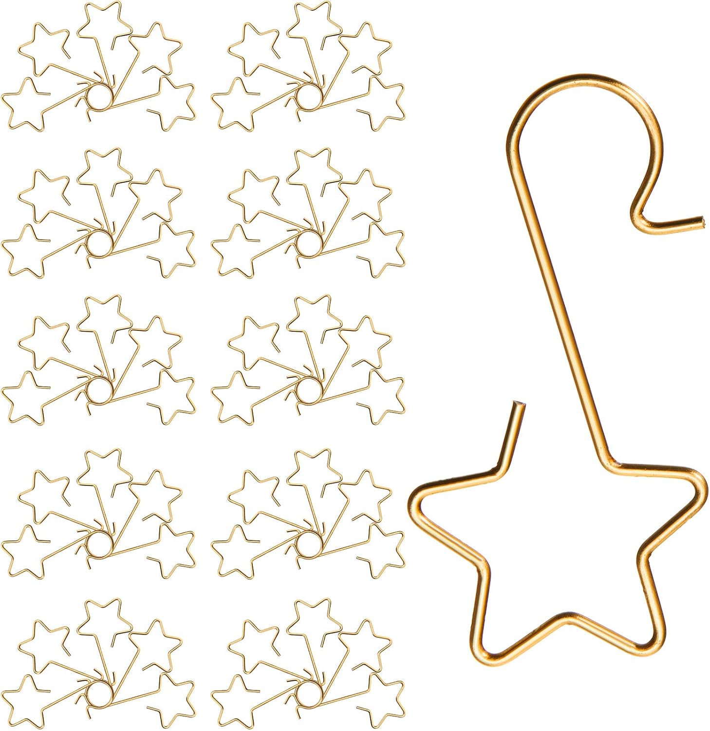 Ornament Hooks - 100 Pieces Christmas Ornaments Hooks Stainless Steel Star Shaped Hangers Christmas Tree Hooks for Xmas Party Christmas Tree Decorations Supplies (Gold)