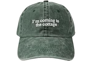 Gpaej I'm Coming to The Cottage Hat Embroidery Text Vintage Style Baseball Cap Unisex (Green)