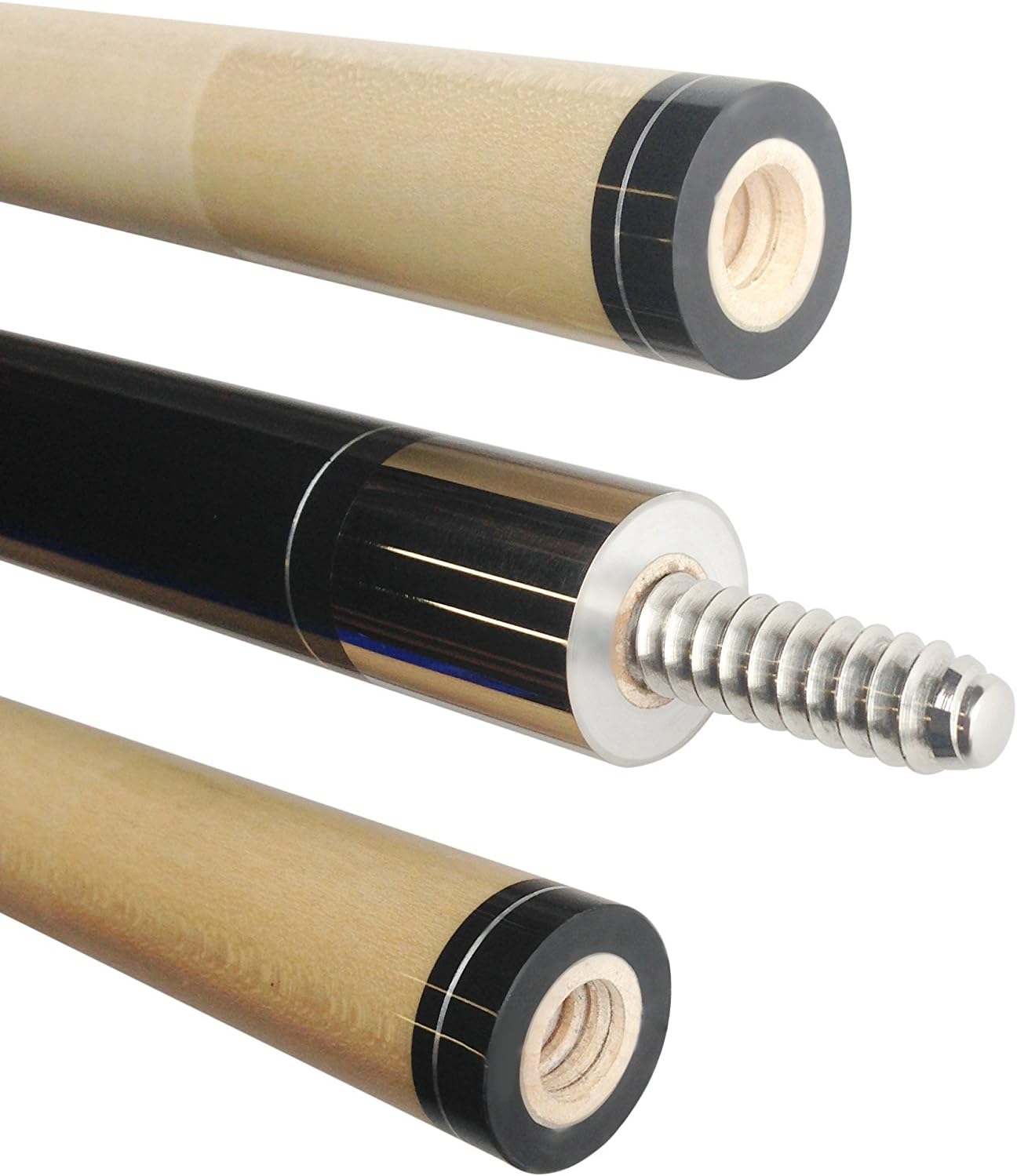 Aska Black Pool Cue Stick, 58" Hard Rock Canadian Maple, 13mm Hard Le Pro Tip, 19oz.