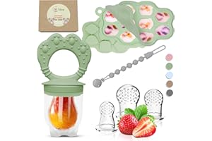 O'DOE O’doe Silicone Baby Popsicle Molds & Baby Fruit Feeder with 1 Clip, 1 Pack Freezer Tray with Lid, 1 Breastmilk Popsicle Molds for Teething Relief, BPA Free, Includes 3 Extra Teething Pacifiers & Toys