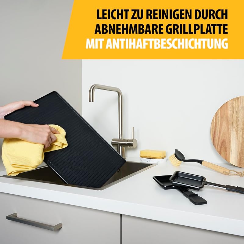Raclettegerät RA-2748 – 3-in-1 – Raclette/Kochstein/Grill/Teppanyaki – Für 8 Personen – 1400 W