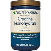 Nature's Wonder Micronized Creatine Monohydrate Powder, 90 Servings | 5g Pure Creatine per Serving, Unflavored, Gluten-Free, Lean Muscle, Strength, Recovery Support for Women &amp; Men, RD-Formulated