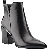 Juliet Holy Women's V Cut Ankle Boots Pointed Toe Stacked Chunky Heel Side Zipper Leather Cutout Western Booties