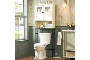 MXARLTR Over The Toilet Storage Cabinet, Above Toilet Bathroom Storage Cabinet with Double Doors and Soft Hinges Over Toilet Storage Shelf Over Toilet Bathroom Organizer (Cream White)