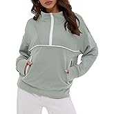 ZAFUL Womens Sweatshirts with Contrast stitch 1/4 Zip Pullover 2025 Stand Collar Hoodies for Fall Winter