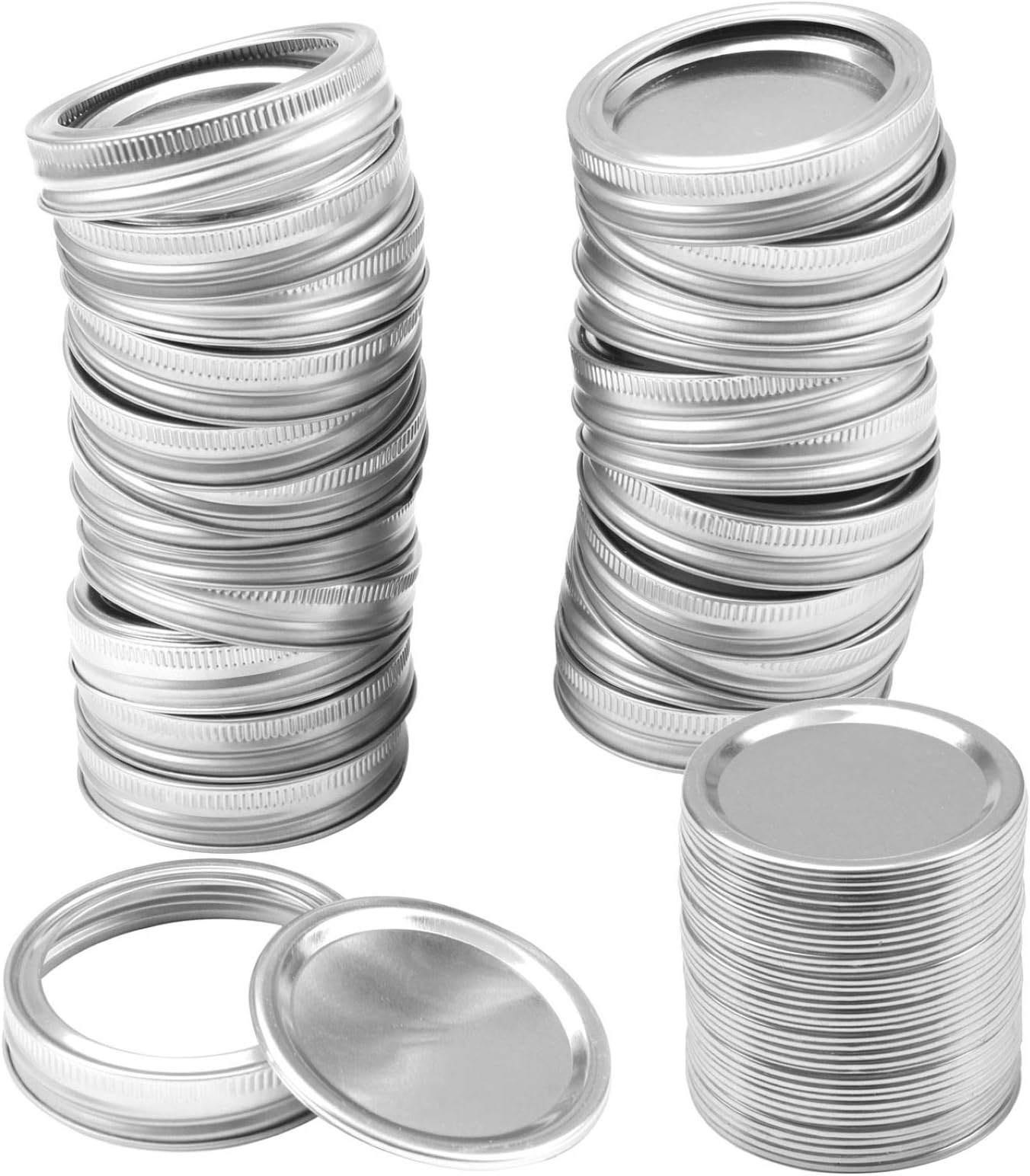 Resinta 20 Pack Regular Mouth Mason Jar Split-Type Lids with Silicone Seals Rings Mason Storage Solid Caps