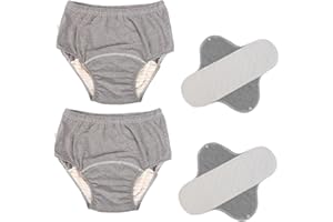 YINGXUE 2 Pack Washable Incontinence Underwear for Men/Women, TPU Leakage-Proof Adult Cloth Diaper Nappy with Inserts, Reusable Absorbent Urinary Briefs for The Elderly, Disabled, Postpartum (Grey-XL)