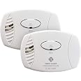 FIRST ALERT Carbon Monoxide Detector, No Outlet Required, Battery Operated, CO400, White, 2 Count (Pack of 1)