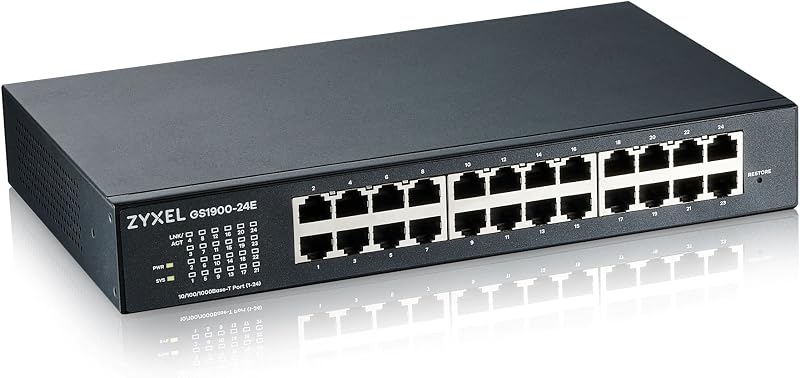 Zyxel GS1900-24E 24-Port Gigabit Smart Managed Switch VLAN QoS IGMP Fanless