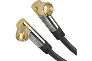 KabelDirekt – SAT Cable, Coaxial Cable – Internet, Satellite Cable – TV Cable/Aerial Cable/Coax Cord, F-Connector – Designed in Germany – 90° Angled – 3ft (Radio, DVB-C/DVB-S2 – Black)
